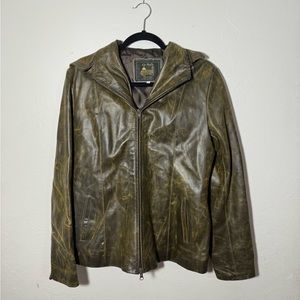 La Pelle F Vtg leather jacket hooded brown